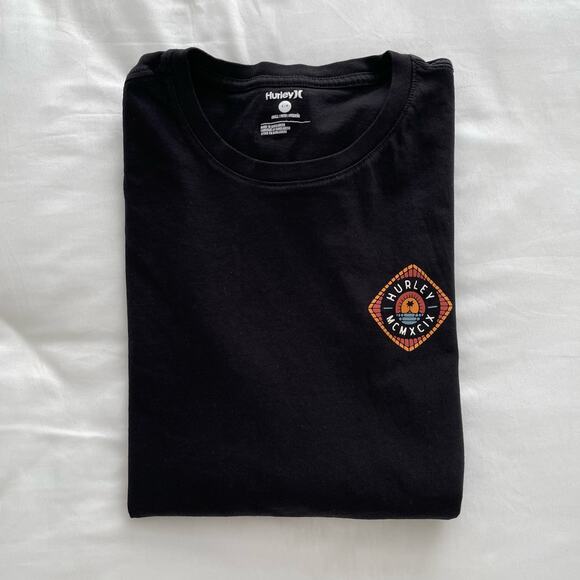 Hurley Mens Black Graphic T-Shirt Short Sleeve Logo Casual Surf Skate Size Small - Picture 4 of 4